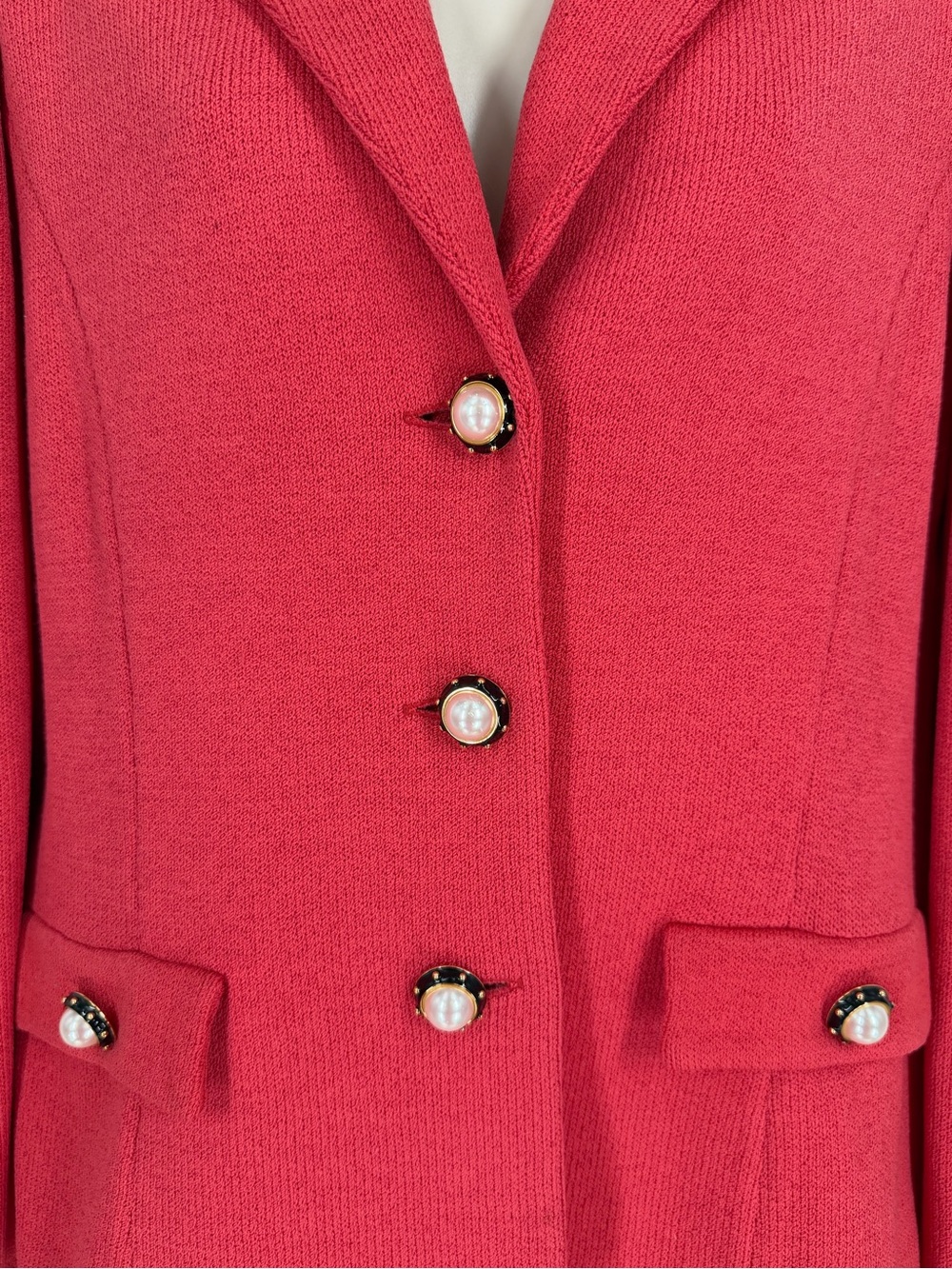 St. John Collection Coral Knit Blazer 10 Pearl Buttons Heritage Luxury Made USA - Picture 6 of 12